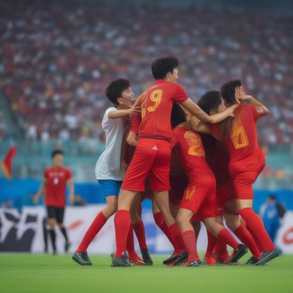 Các Cầu Thủ Việt Nam Ăn Mừng Bàn Thắng Asiad 2019