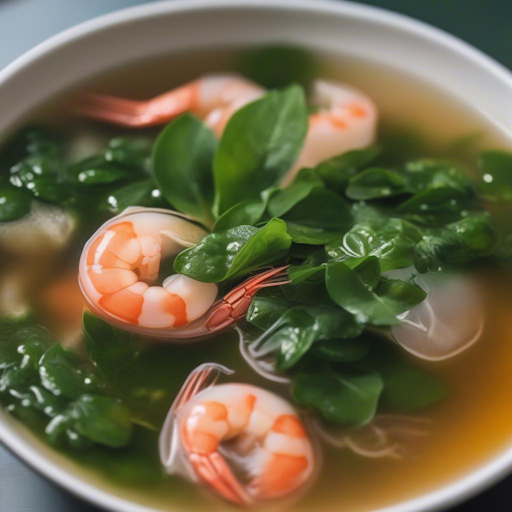 Canh rau mồng tơi nấu tép thơm ngon