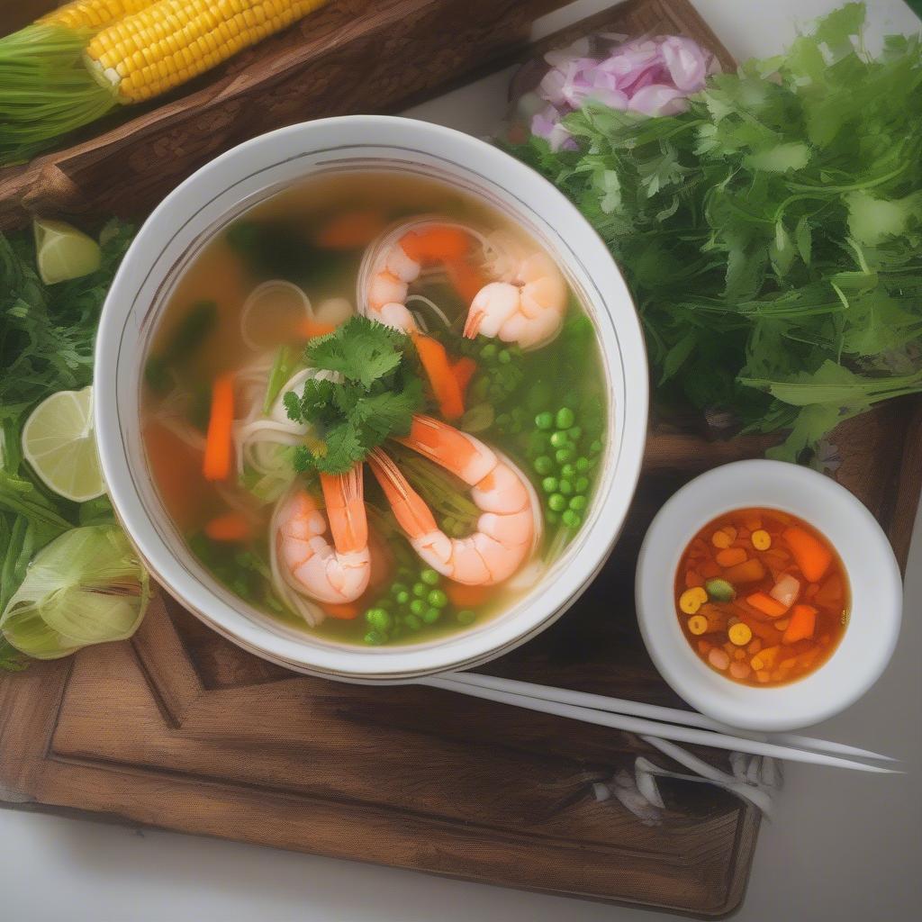 Canh tôm nấu rau củ bổ dưỡng