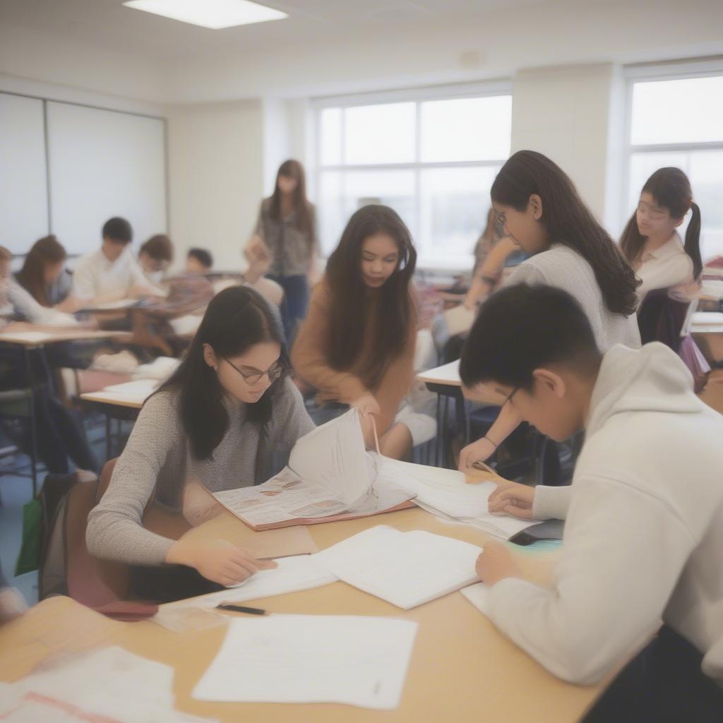 Hình ảnh học sinh tham gia chương trình tiếng Anh tăng cường