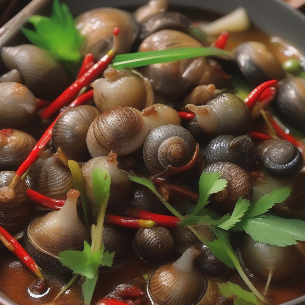 Ốc xào sả ớt thơm ngon