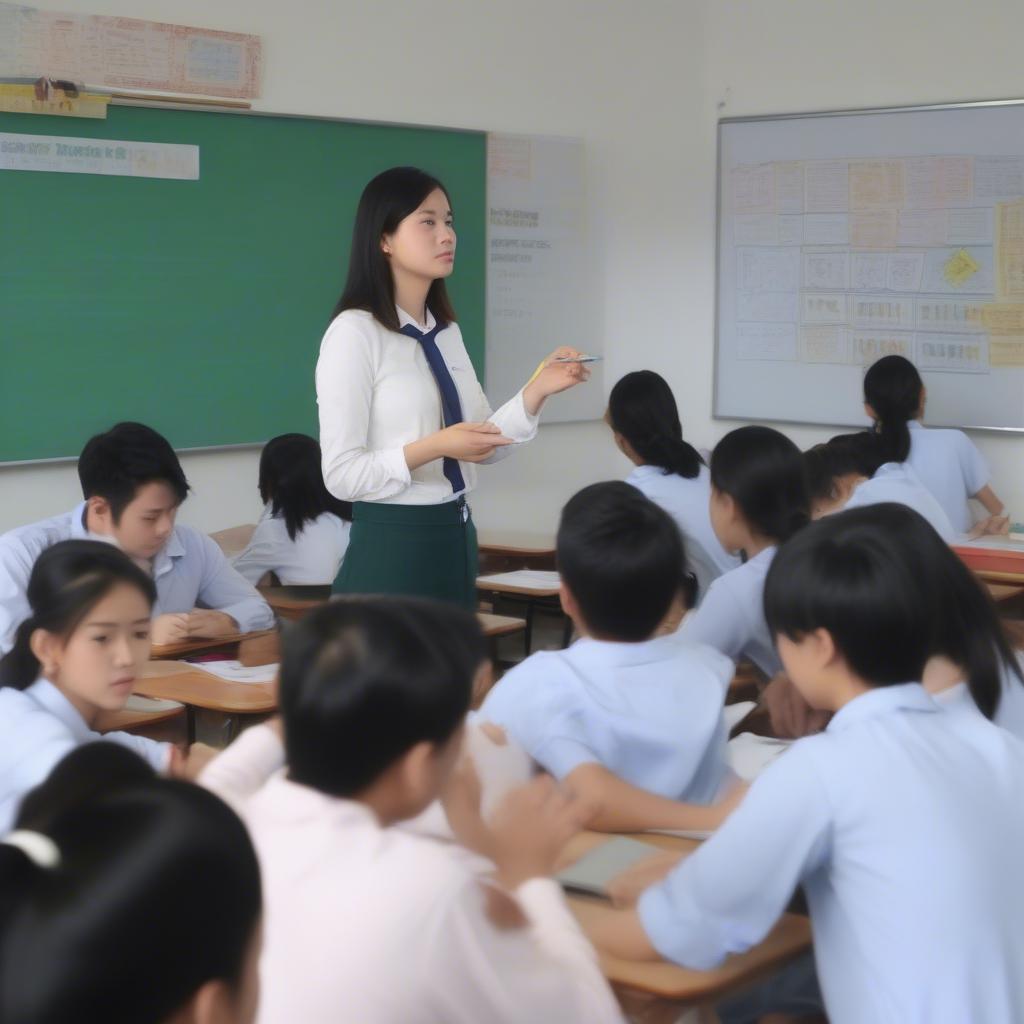 Giáo viên THPT Chuyên Nguyễn Huệ đang giảng dạy