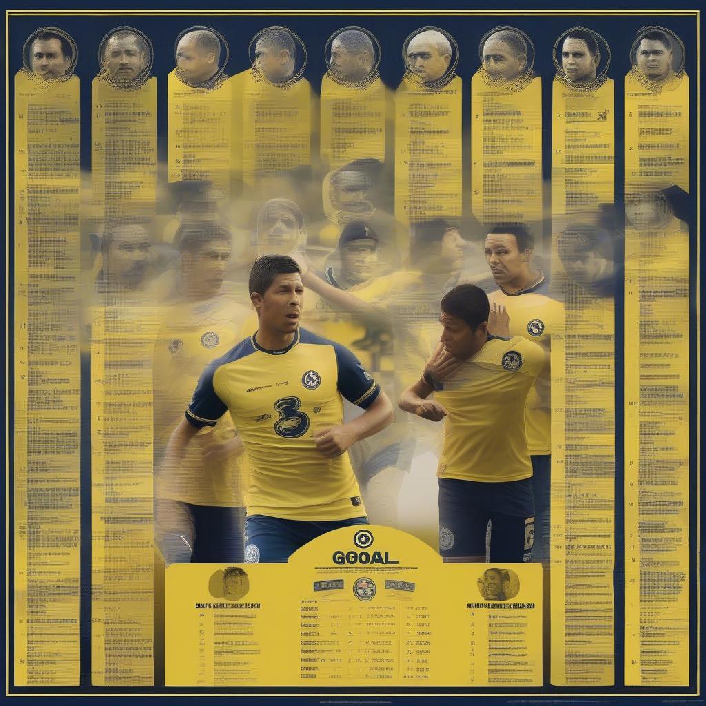 Kỷ lục ghi bàn Club America: Hình ảnh bảng thống kê kỷ lục ghi bàn của Club America.