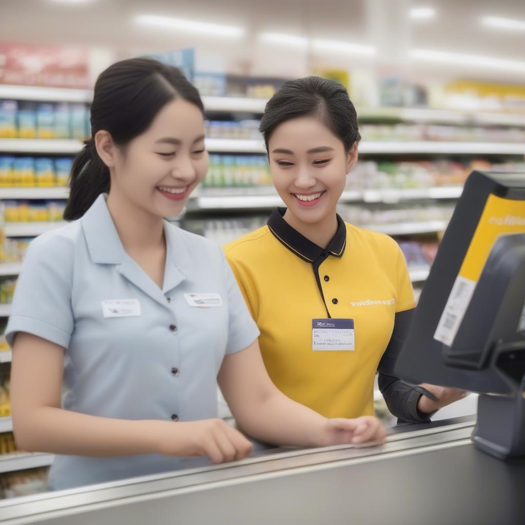 Nhân viên Tmart phục vụ khách hàng