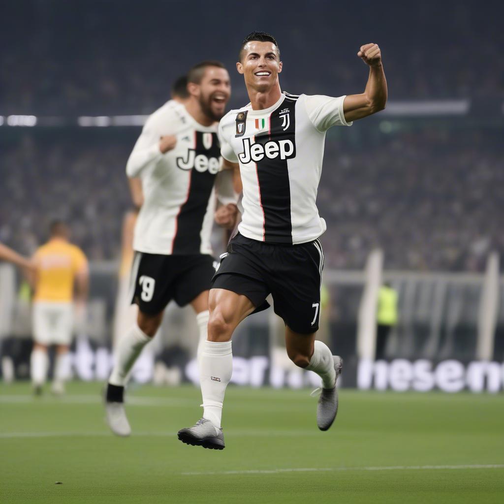 Cristiano Ronaldo ăn mừng bàn thắng trong màu áo Juventus