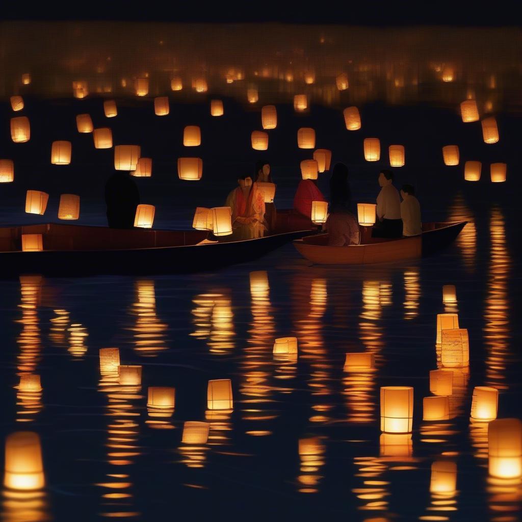 Thả đèn hoa đăng lễ Vu Lan