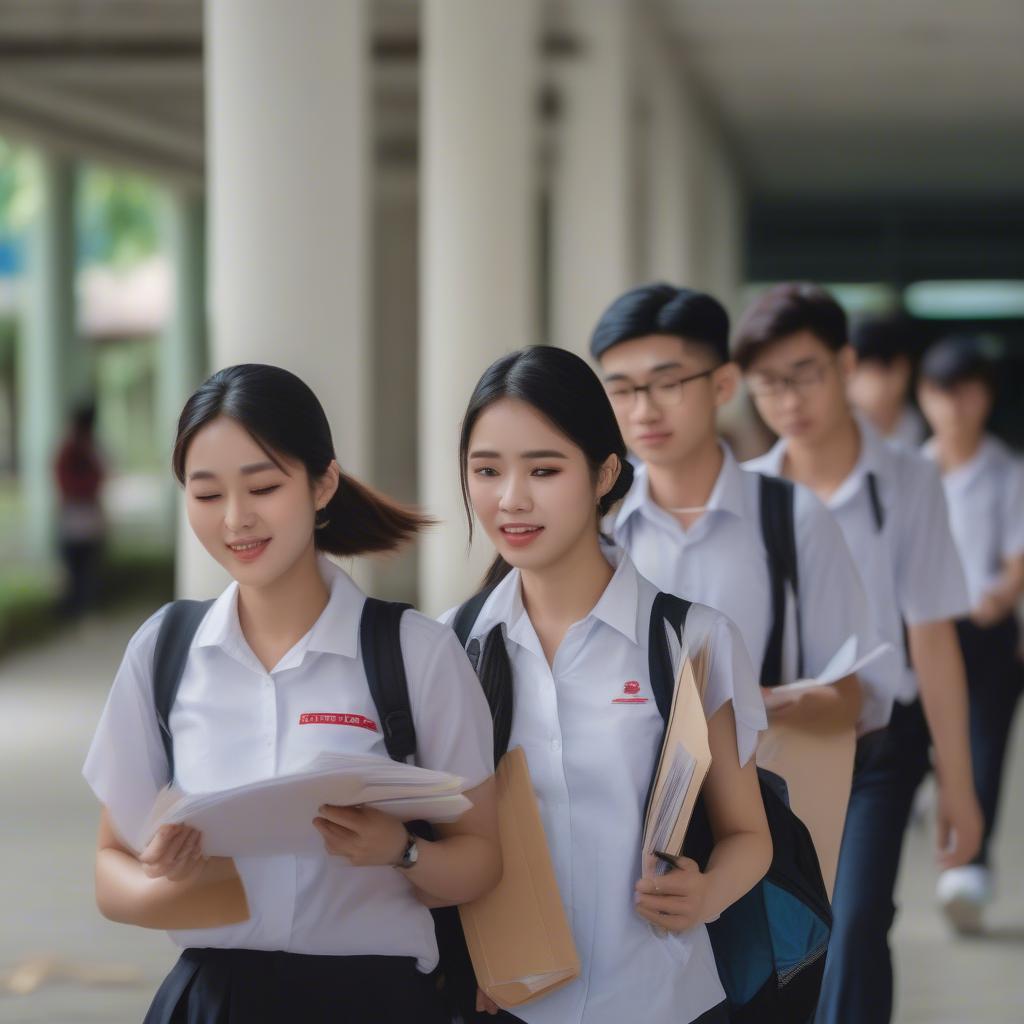 Thí sinh tự tin bước vào phòng thi